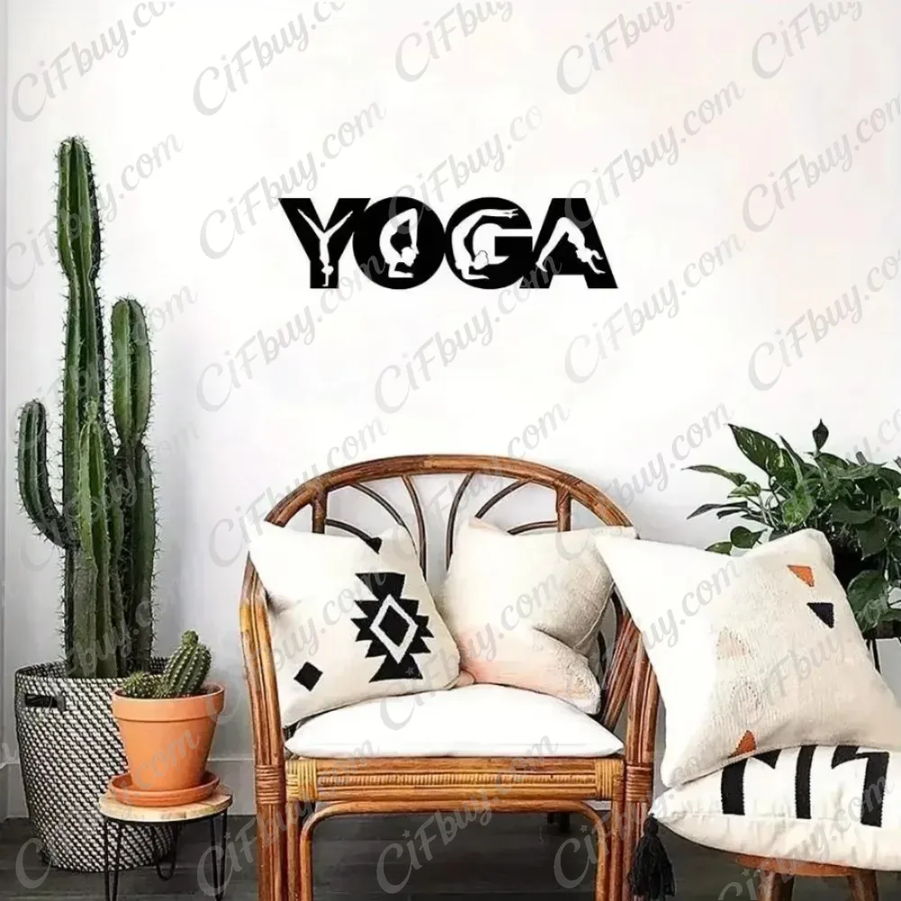 Home Gym Yoga - CIFBUY Yoga Pozları Metal Duvar Sanatı,