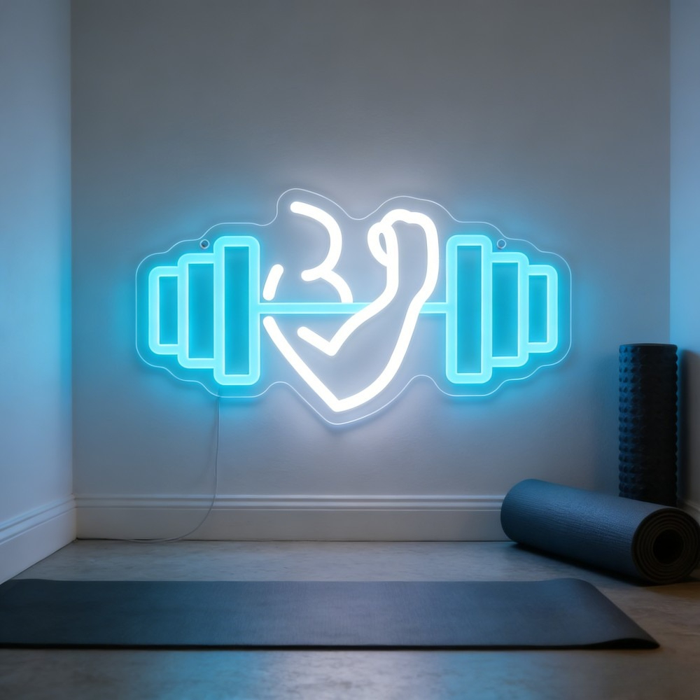 Home Gym Neon Sign - Biceps Dambıl Neon Tabela LED Duvar