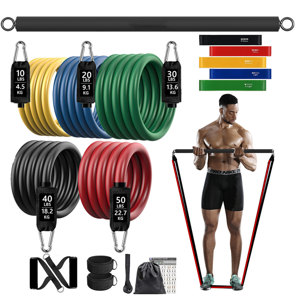 Home Gym Equipment Set - 150lb Fitness Ganimet Direnci Elastik Bant